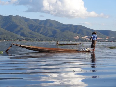 fisherman on the lake
